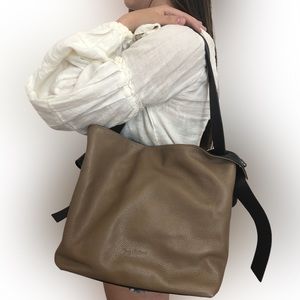 Tony Bellucci Genuine Leather Shoulder Bag/Tote/Purse Color-Block Ivory/…